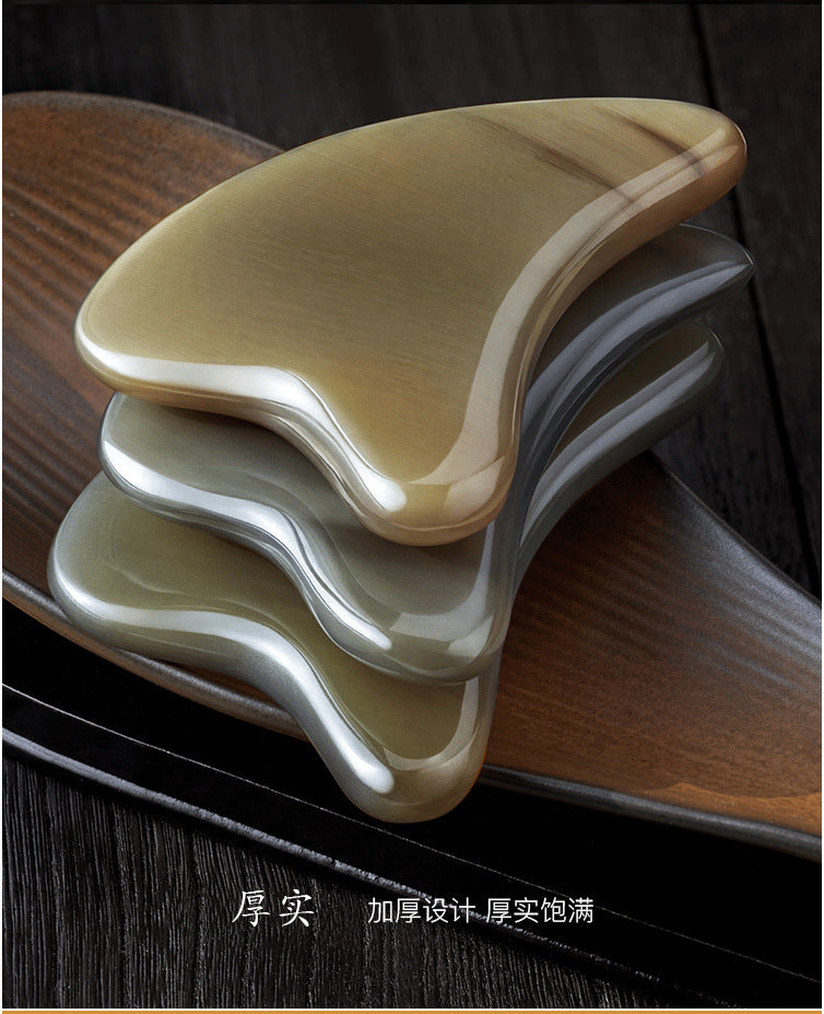 Gua Sha Facial Tools, Natural Ox horn Guasha, Manual Massage Sticks for Jawline Sculpting and Puffiness Reducing