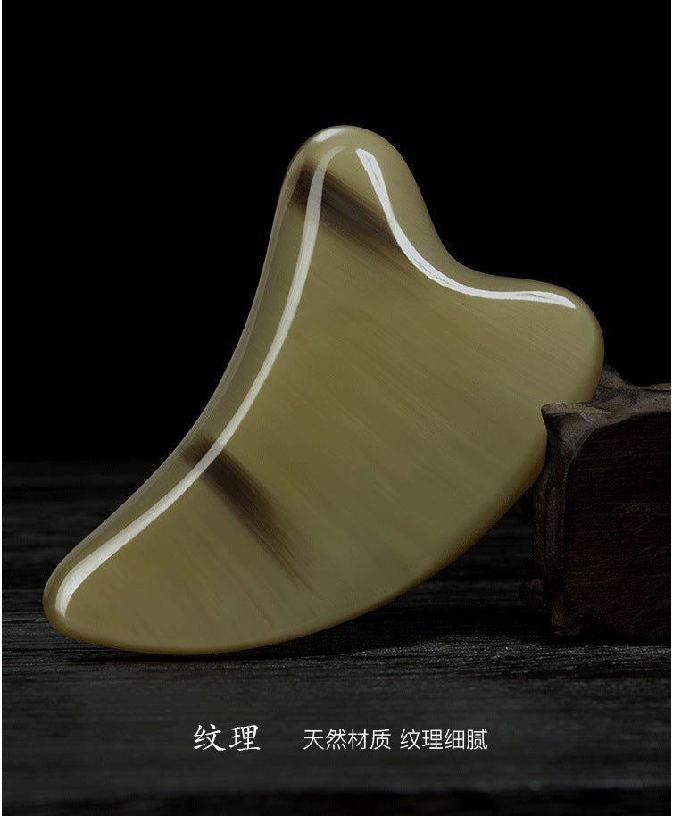 Gua Sha Facial Tools, Natural Ox horn Guasha, Manual Massage Sticks for Jawline Sculpting and Puffiness Reducing