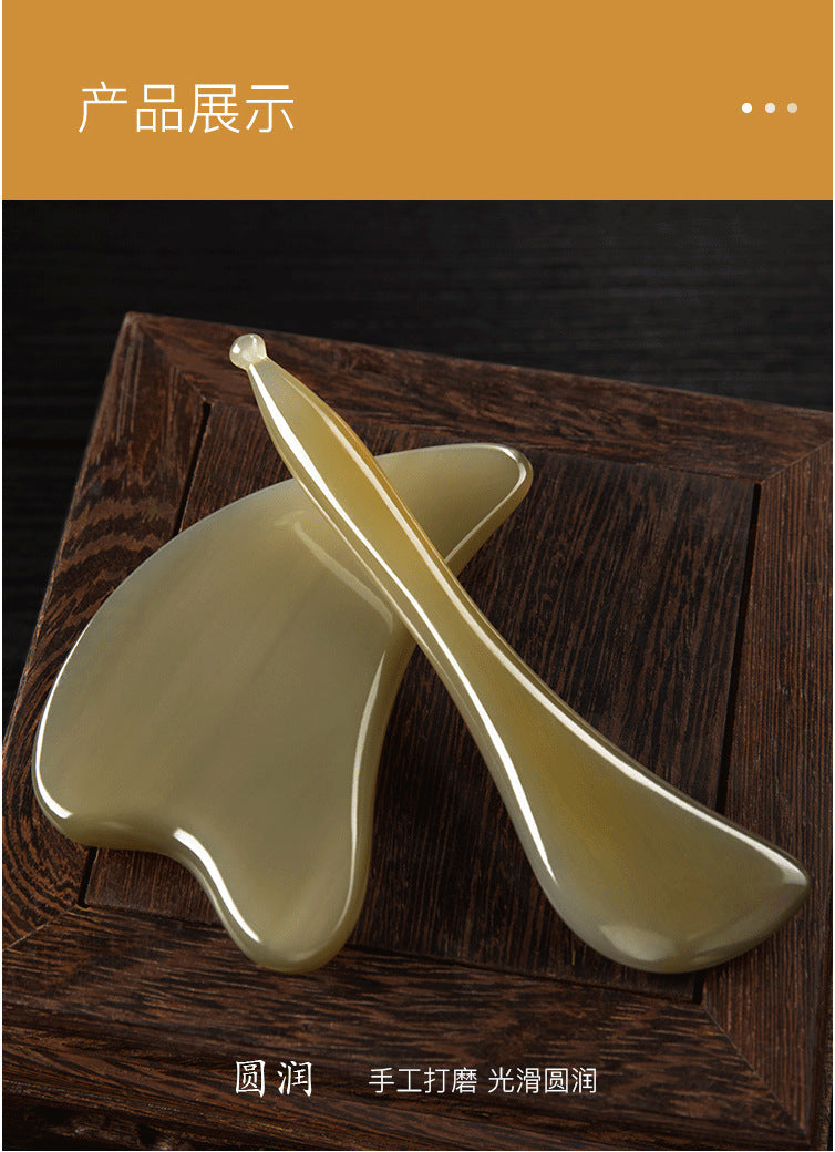 Gua Sha Facial Tools, Natural Ox horn Guasha, Manual Massage Sticks for Jawline Sculpting and Puffiness Reducing